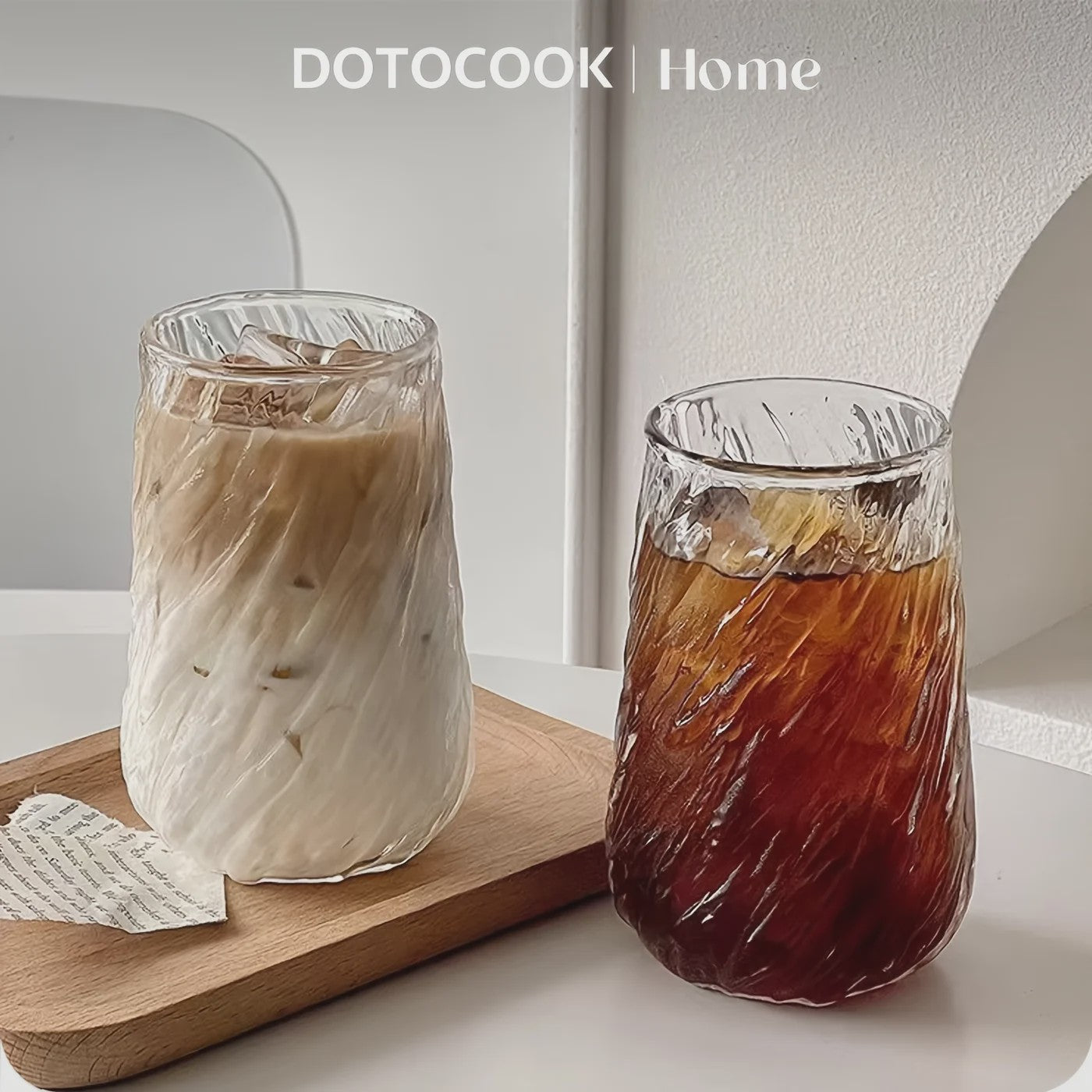 Stijlvol 400ML Glazen Mok met Draaiend Design - Perfect voor Koffie, Thee & IJskoffie