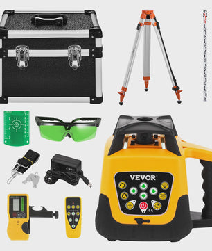 Professionele Roterende Laser Waterpas Set met Statief & Meetlat - Rode/Groene Straal, 300m Bereik, Hellingsfunctie