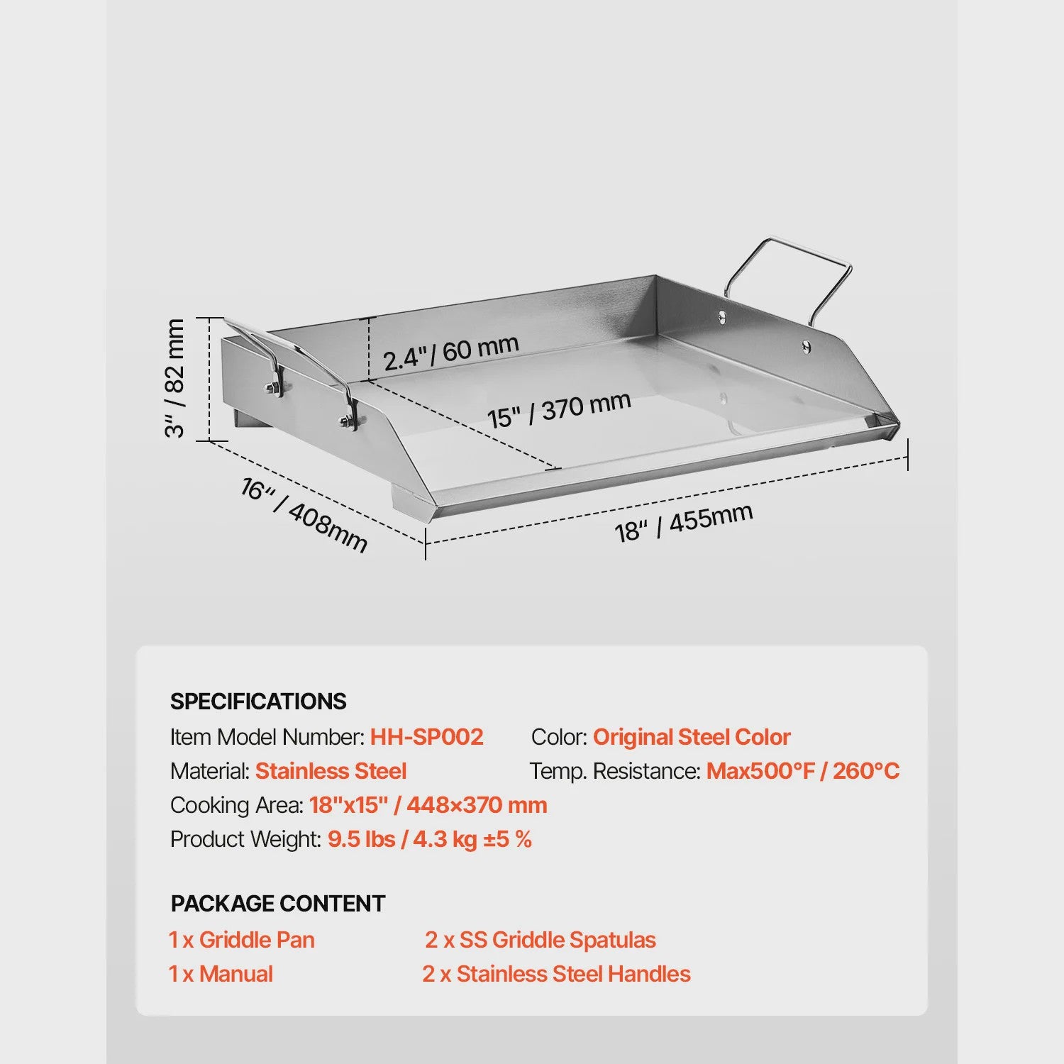 RVS Grillplaat Platte Top Rechthoekig - Draagbare Bakplaat voor BBQ & Gas Grill