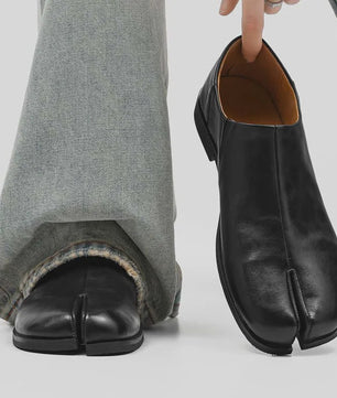 Luxe Leren Heren Tabi Slippers - Retro Split-Toe Design