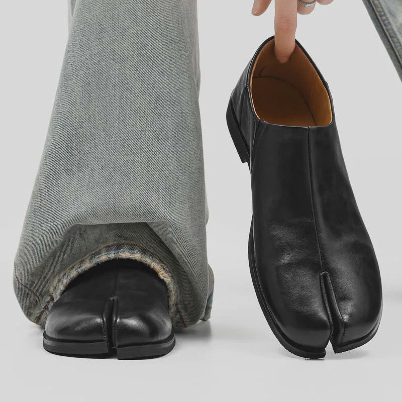 Luxe Leren Heren Tabi Slippers - Retro Split-Toe Design