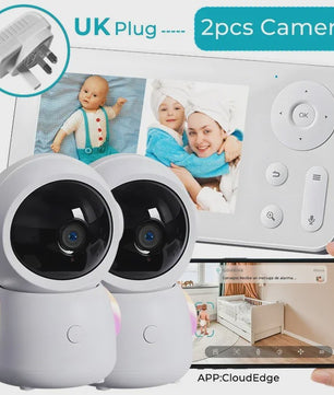 WiFi Babyfoon met Twee Camera's, Split-Screen, App Controle & 4.3" IPS Scherm - 2K 3MP Auto Tracking PTZ