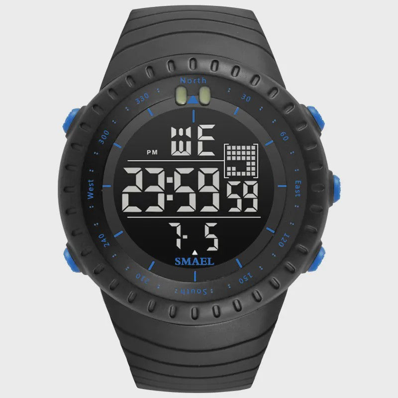 SMAEL Heren Sport Horloge - Waterdicht 50M, Digitaal LED met Alarm & Grote Wijzerplaat