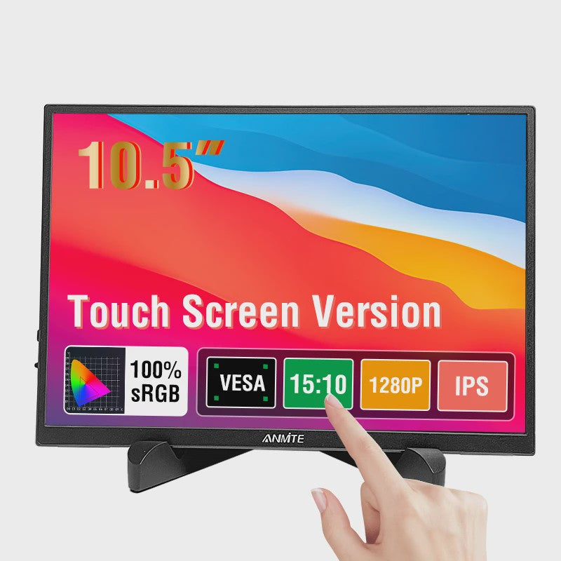 Anmite 10.5" Draagbare Monitor - 1280P HDR, 15:10 Beeldverhouding, Touchscreen Optioneel