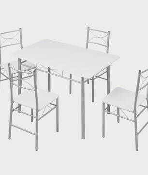Eetkamer Set: Tafel met 4 Stoelen - Metaal Frame - Compact & Stijlvol