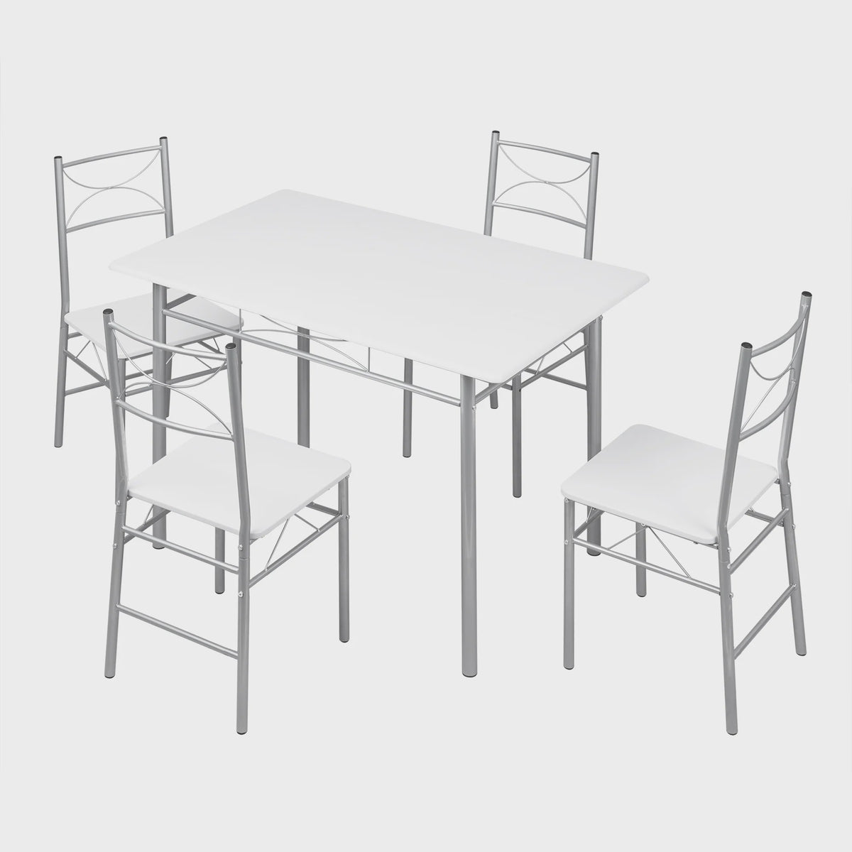 Eetkamer Set: Tafel met 4 Stoelen - Metaal Frame - Compact & Stijlvol