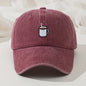 Retro Gewassen Baseball Cap met Koffiekopje Borduurwerk - Verstelbaar & Casual