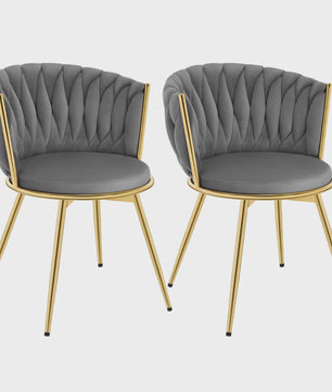 Set van 2 Fluwelen Draaibare Eetkamerstoelen met Gouden Metalen Poten - Ergonomisch & Comfortabel