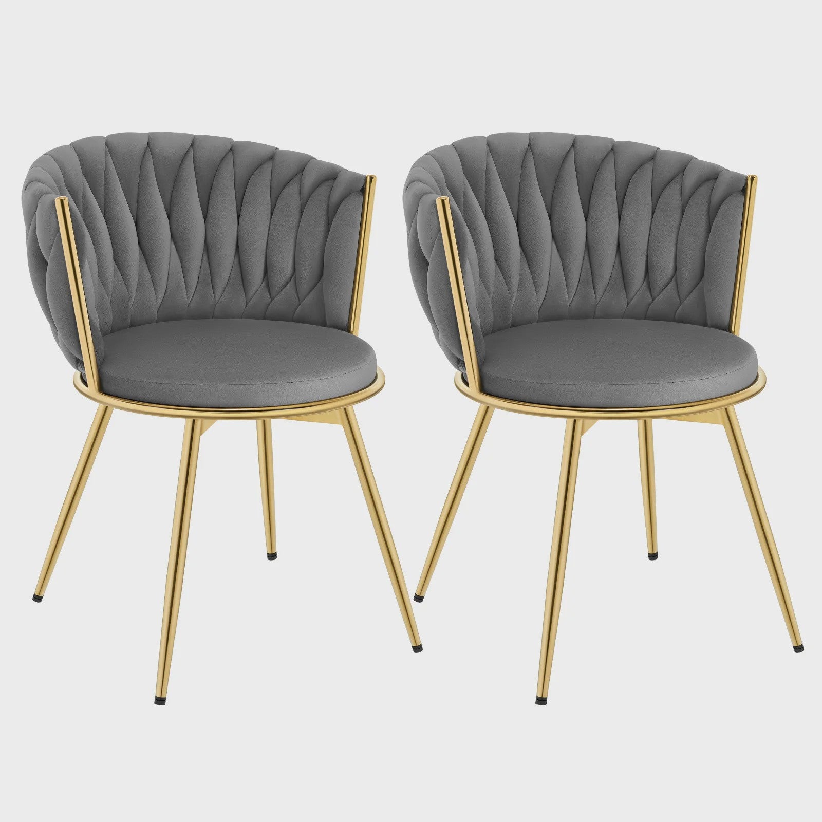 Set van 2 Fluwelen Draaibare Eetkamerstoelen met Gouden Metalen Poten - Ergonomisch & Comfortabel