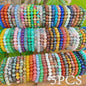 Set van 5, 6 of 10 Elastische Kristal Kralen Armbanden - Mix Kleuren