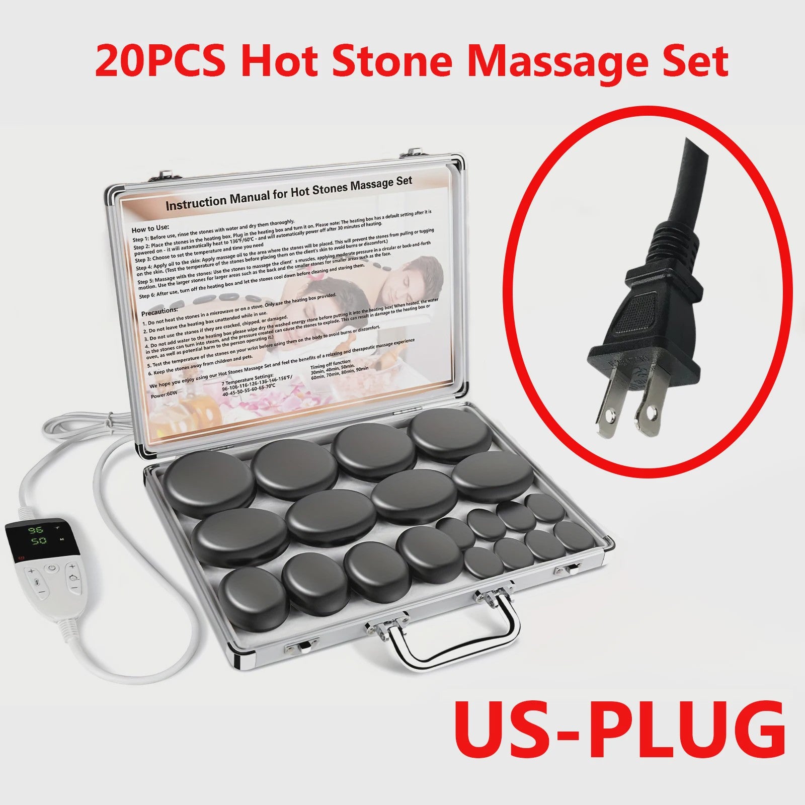 Hot Stone Massage Set met Verwarmer en Temperatuurregeling - Professionele Spa Tool