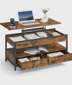 Verstelbare Salontafel met Lade en Open Vak - 100x50cm