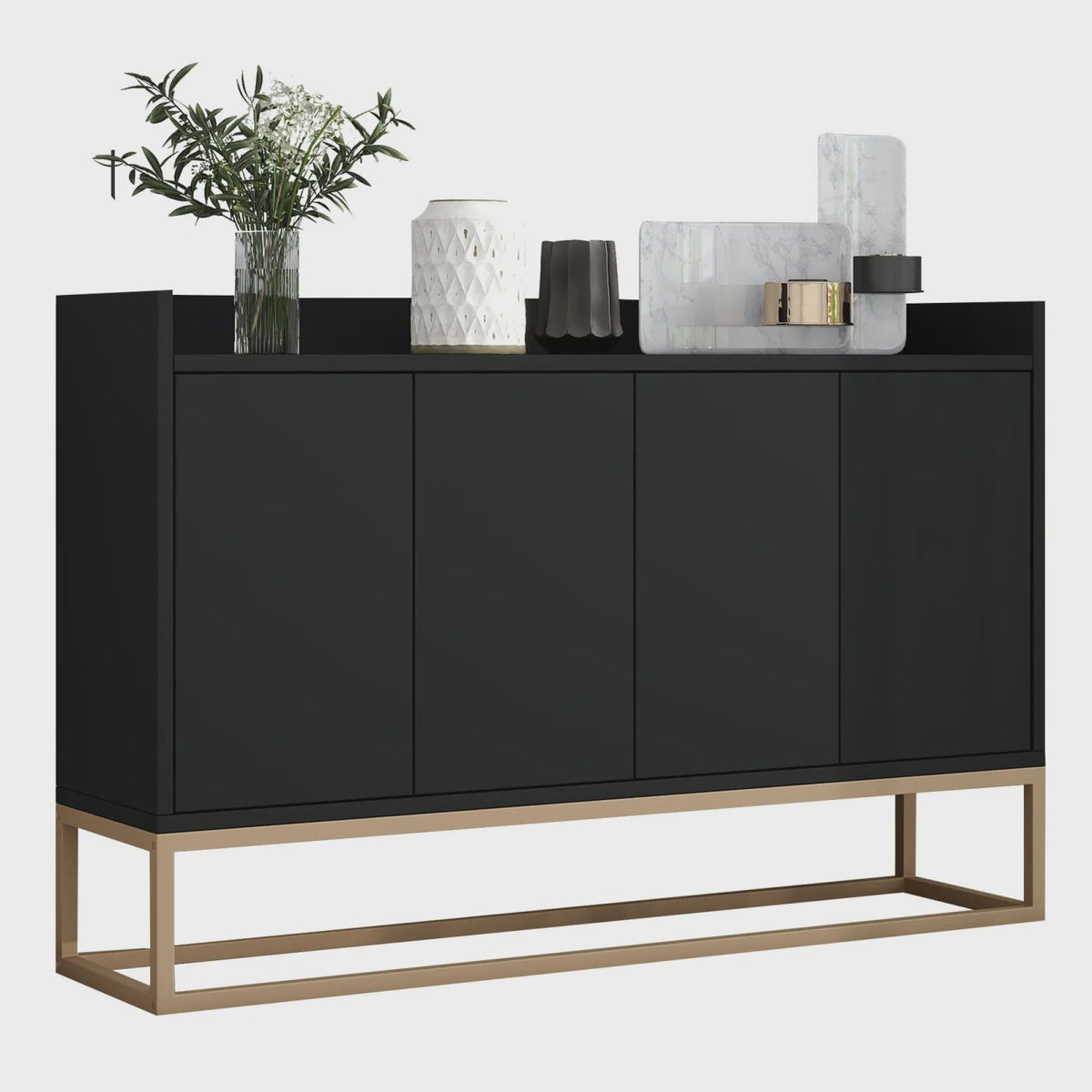 Modern Handvrij Dressoir met 4 Deuren - 120cm Breed Buffetkast