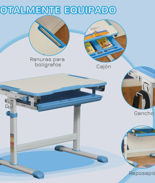 Homcom Children's Desk with Chair for Children +6 Years Adjustable Height 66X47X77