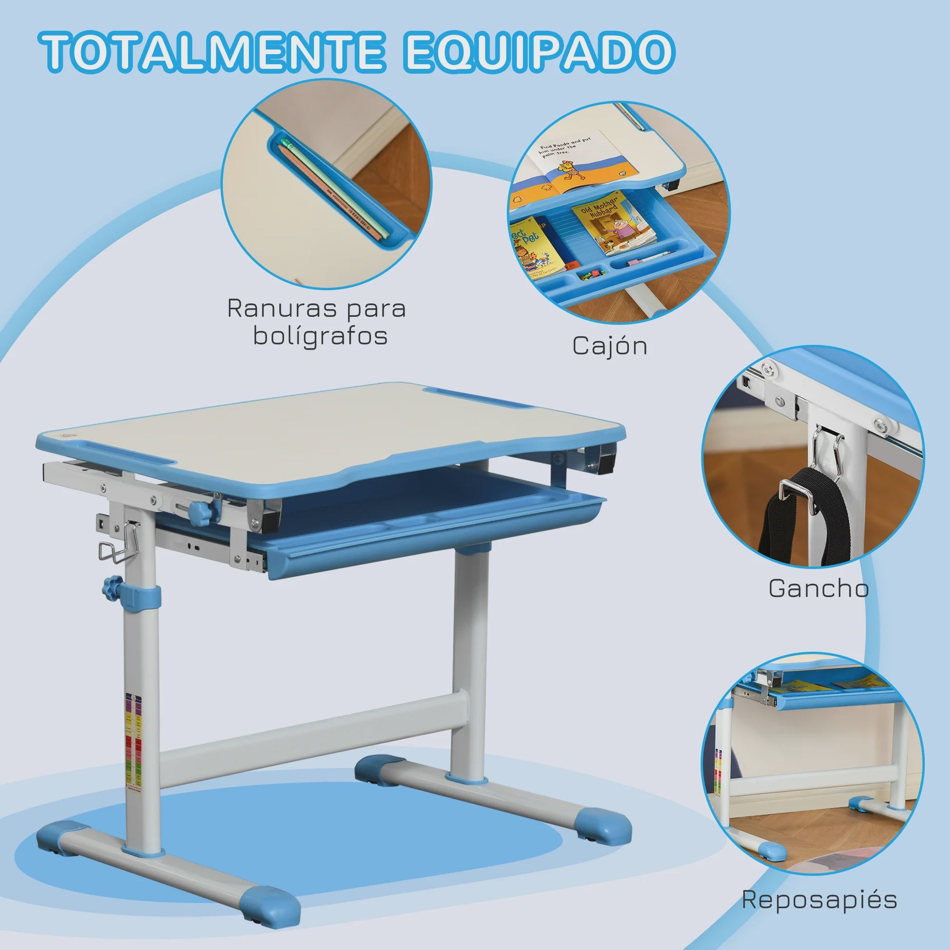 Homcom Children's Desk with Chair for Children +6 Years Adjustable Height 66X47X77