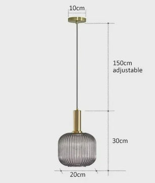 Moderne Ribbel Glazen Hanglamp - Scandinavisch Design in Groen, Grijs & Amber - E27 Fitting