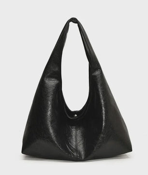 Luxe Grote Zwarte Hobo Schoudertas van Zacht PU Leer - Stijlvolle Dames Shopper en Reistote