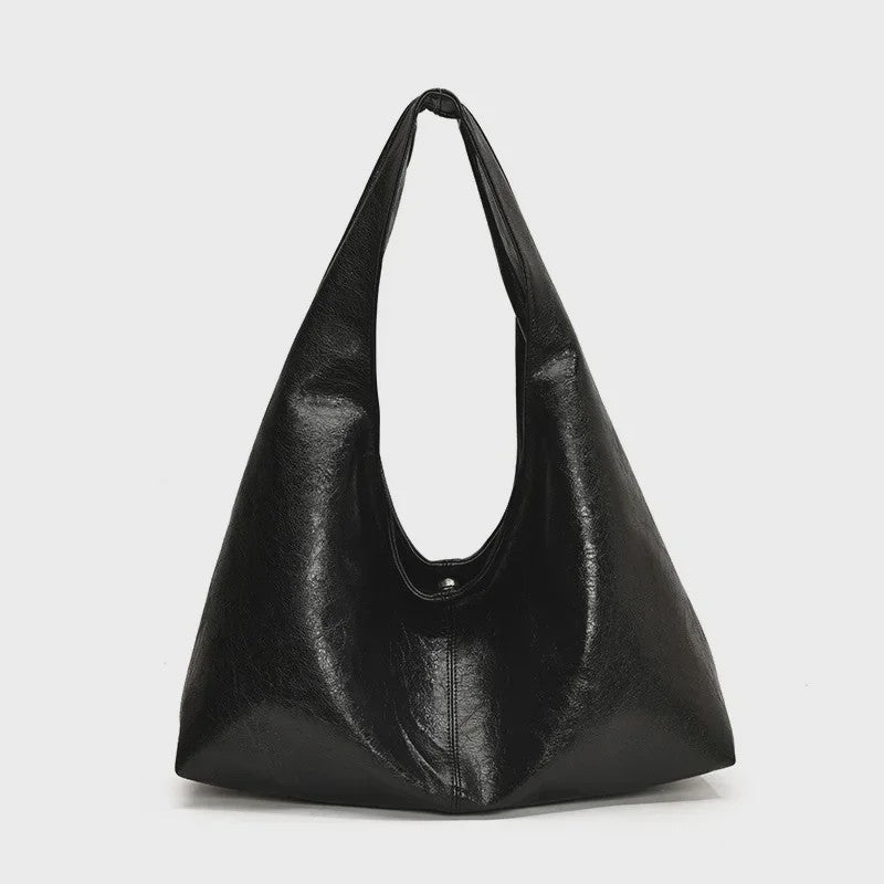 Luxe Grote Zwarte Hobo Schoudertas van Zacht PU Leer - Stijlvolle Dames Shopper en Reistote