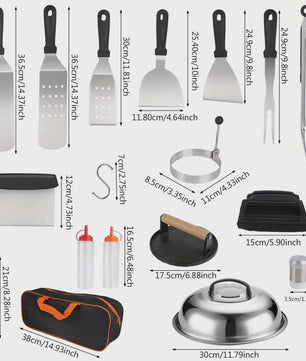 29-delige RVS BBQ Grill Gereedschap Set met Opbergtas & Vleespers