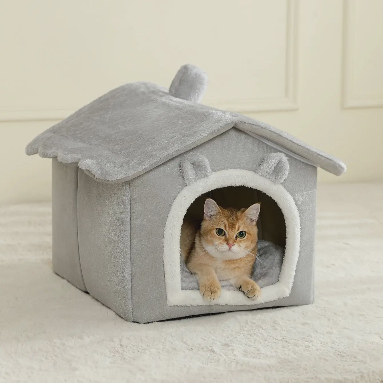 Opvouwbaar Katten- en Hondenhuisje met Uitneembaar Kussen - Wasbaar & Zacht