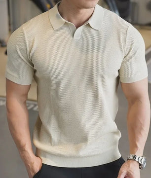 Herentrui Polo Zomer Ice Silk Gebreid Slim Fit Kort Rits
