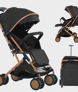 Draagbare Baby Kinderwagen met Muggennet, Opbergmand & 4 Wielen