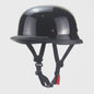 Vintage Motorhelm Half Shell Duits Stijl - DOT Goedgekeurd - Mat Zwart & Glans Zwart