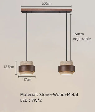 Moderne LED Hanglamp Hout & Natuursteen - Verstelbaar - Sfeervol voor Eetkamer & Slaapkamer