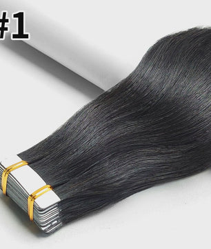 Remy Tape-in Hair Extensions - 100% Echt Menselijk Haar, Natuurlijk Zwart, Naadloos
