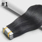 Remy Tape-in Hair Extensions - 100% Echt Menselijk Haar, Natuurlijk Zwart, Naadloos