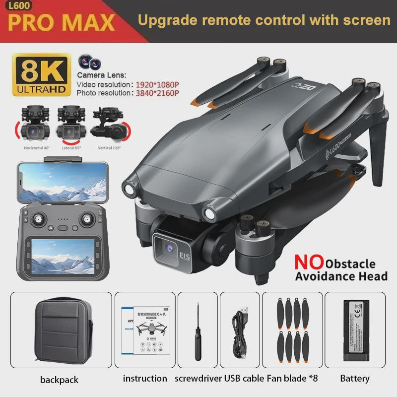 L600 Pro MAX Drone: 8K Camera, 3-Assige Gimbal, GPS & 360° Obstakelvermijding