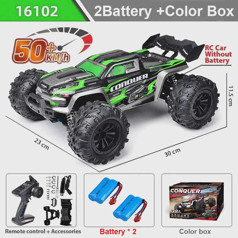 WLtoys 16102 1:16 RC Monster Truck - 50KM/H High Speed 4WD Off-Road Auto met LED