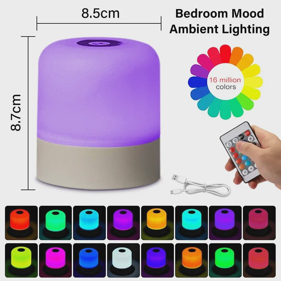 Oplaadbare Sfeerlamp met Afstandsbediening - Touch Sensor, RGB Kleuren & Dimbaar