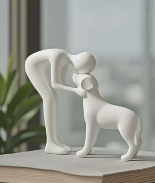 Abstracte Beeldjes: Mens & Hond Vriendschap - Decoratie voor Huis & Kantoor