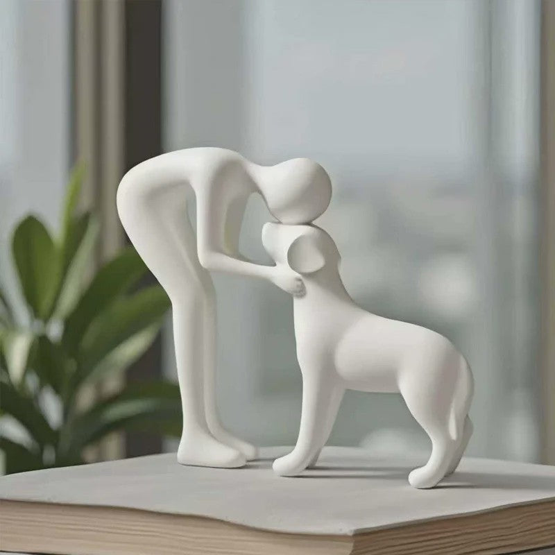 Abstracte Beeldjes: Mens & Hond Vriendschap - Decoratie voor Huis & Kantoor