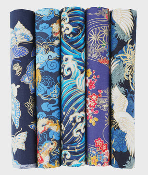 5x Japanse Katoen Stofjes Bundel - 25x25cm of 50x50cm - Patchwork & Quilt