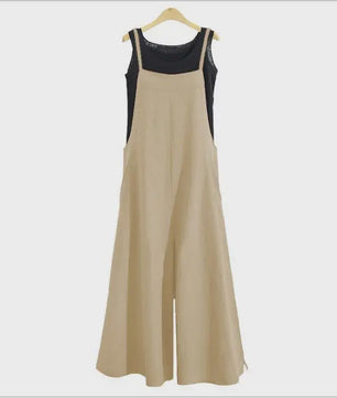 Dames Jumpsuit Zomer Mouwloos Katoen Linnen met Wijde Pijpen - Casual en Comfortabel