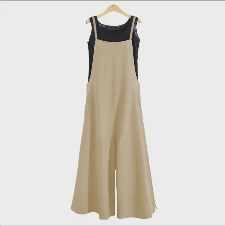 Dames Jumpsuit Zomer Mouwloos Katoen Linnen met Wijde Pijpen - Casual en Comfortabel