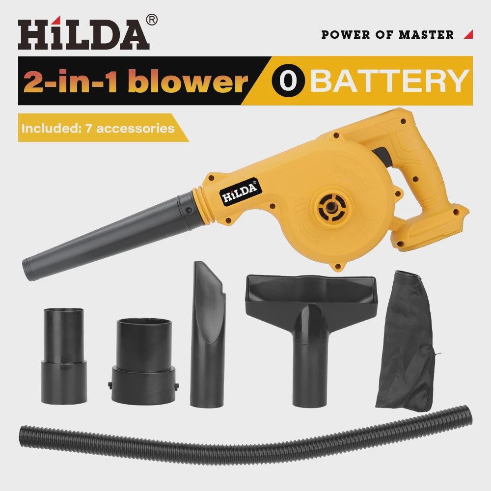 HILDA Accu Bladblazer & Stofzuiger 2-in-1 - Krachtig 21V Gereedschap voor Tuin en Werkplaats