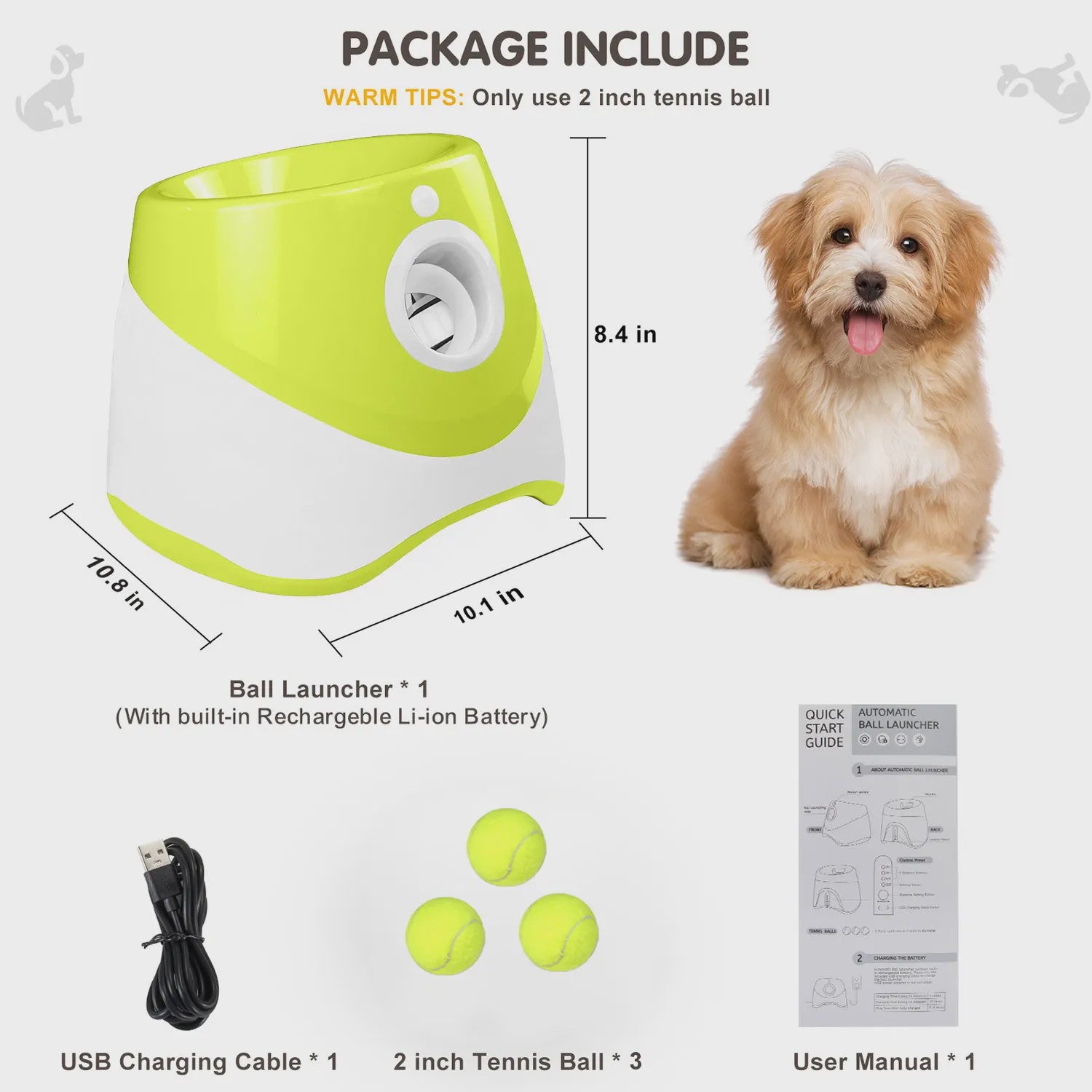 Automatische Tennisbal Werper voor Honden - Interactief Speelgoed met 3 Ballen