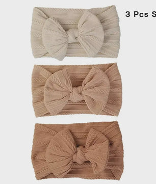 Set van 3 Zachte Baby Hoofdbanden met Strik - Elastisch en Comfortabel voor Newborns