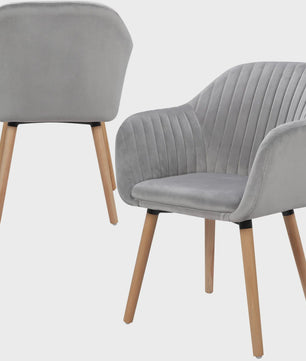 Set van 2 fluwelen eetkamerstoelen met armleuningen en rugleuning - Stijlvol en comfortabel
