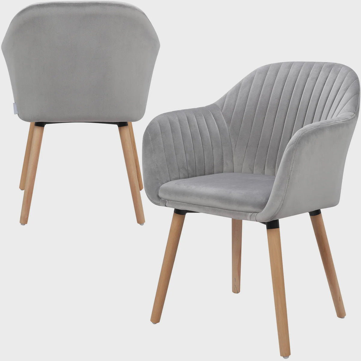Set van 2 fluwelen eetkamerstoelen met armleuningen en rugleuning - Stijlvol en comfortabel