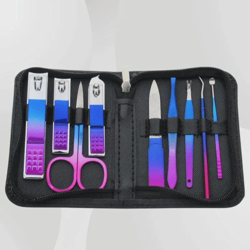 Professionele Manicure & Pedicure Set (9 Delig) - Roestvrij Staal met Reis Etui