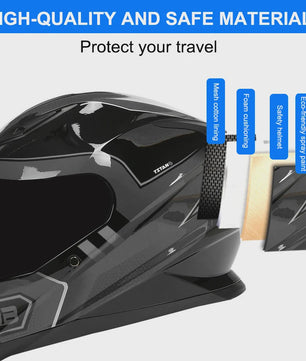 Modulaire Motorhelm Grijs Blauw - DOT Goedgekeurd Flip-Up Full Face Helm