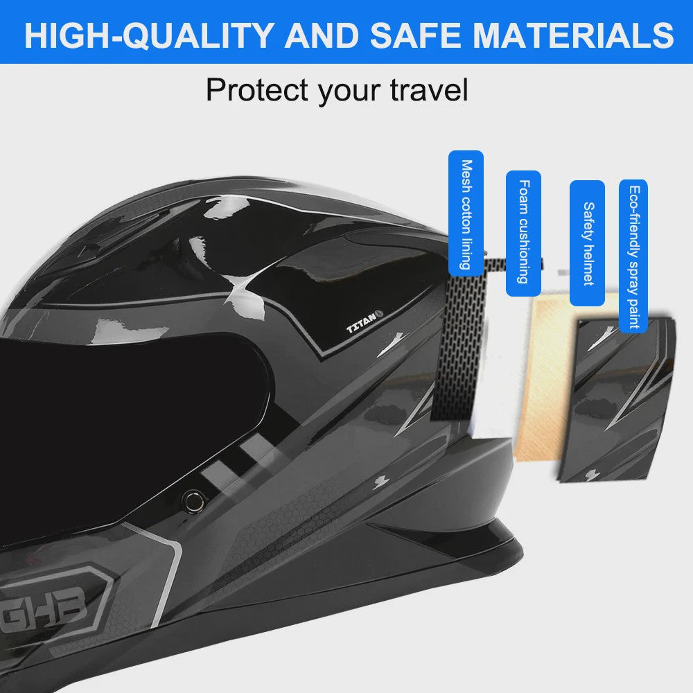 Modulaire Motorhelm Grijs Blauw - DOT Goedgekeurd Flip-Up Full Face Helm