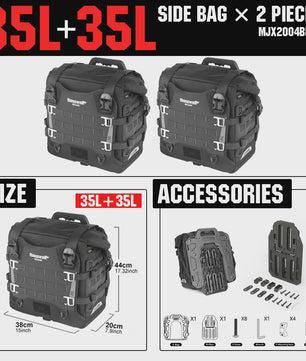 Rhinowalk Waterdichte Motor Zijkoffers 35L/20L Snelontgrendelbaar Pannier Systeem