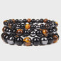 Natuurlijke Obsidian, Hematiet & Tijgeroog Kralen Armband - Mannen & Vrouwen