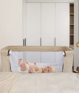 Baby Co-sleeper Wieg 2-in-1 met Wielen, 6 Hoogte-instellingen en Klamboe