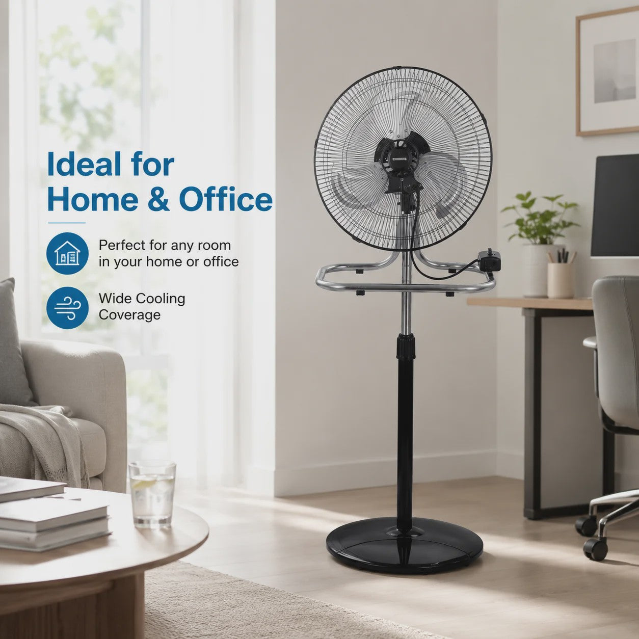 3-in-1 Metalen Ventilator: Vloer, Tafel & Wandmodel - Verstelbaar tot 130cm
